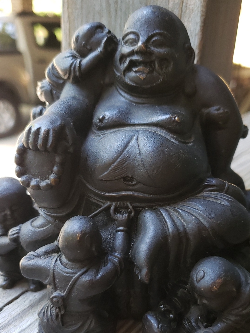 Black Laughing Buddha Statue Home Art Decor - Unbranded